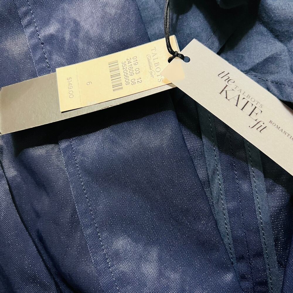 Talbots Kate Fit Taffeta One Button Blazer Size 6 NWT Blue - Picture 3 of 8